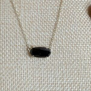 Kendra Scott Elisa pendant necklace black opaque glass & rhodium-plated silver